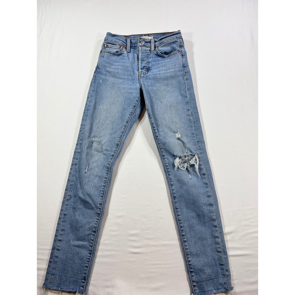 Levis Wedgie Skinny Jeans Light Wash Distressed High Rise 52305-0000 Size 24